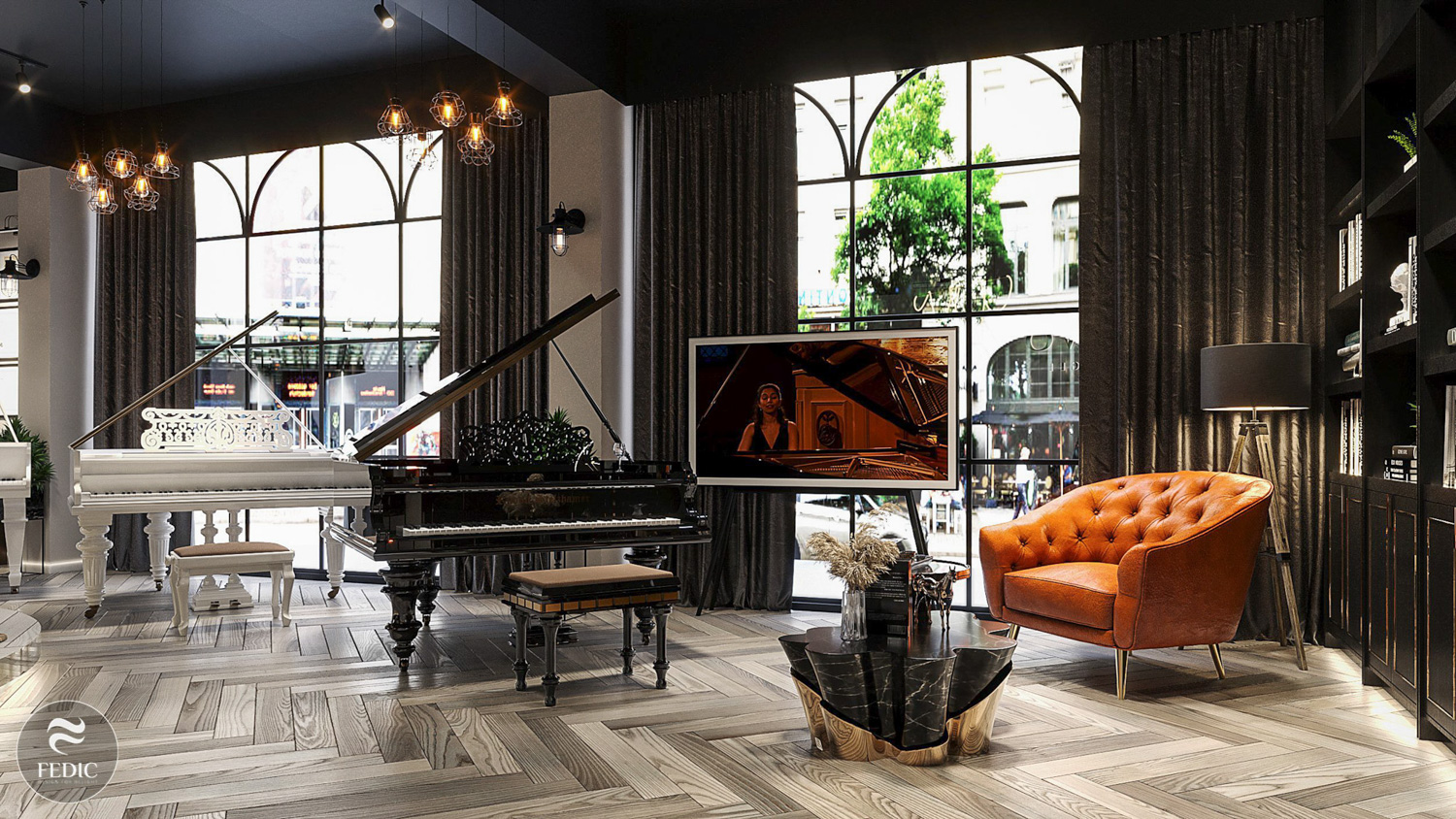 Thiết kế nội thất showroom piano Impressivo_Fedic Decor